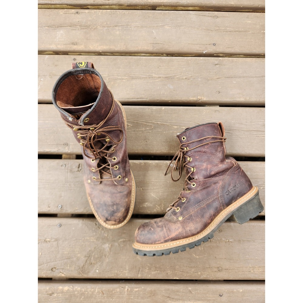 Carolina 1821 Logger Boots Dark Brown Leather Steel Toe Work Mens 11.5 2E Wide
